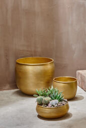 nkuku Tembesi Antique Brass Planter, Large - thumbnail 2
