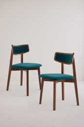 Amy Velvet-Upholstered Beech Wood Dining Chairs, Set of 2 - thumbnail 1
