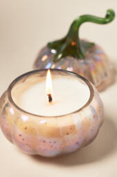 Woody White Birch & Pumpkin Mini Glass Pumpkin Candle - thumbnail 3