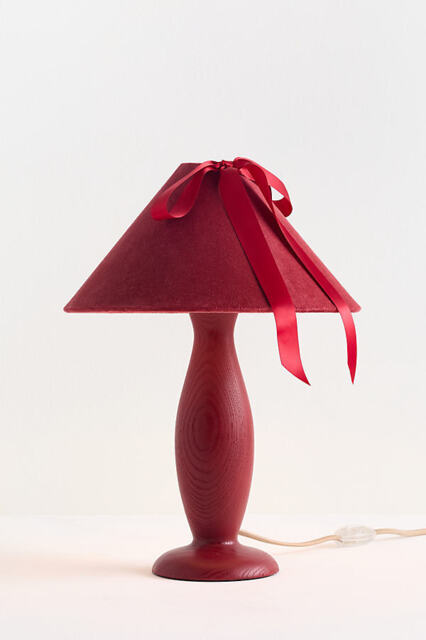 Bosette Bow Velvet and Wood Table Lamp - image 1