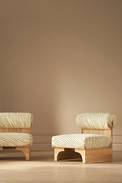 Pamela Velvet-Upholstered Oak Accent Chair by Anthropologie