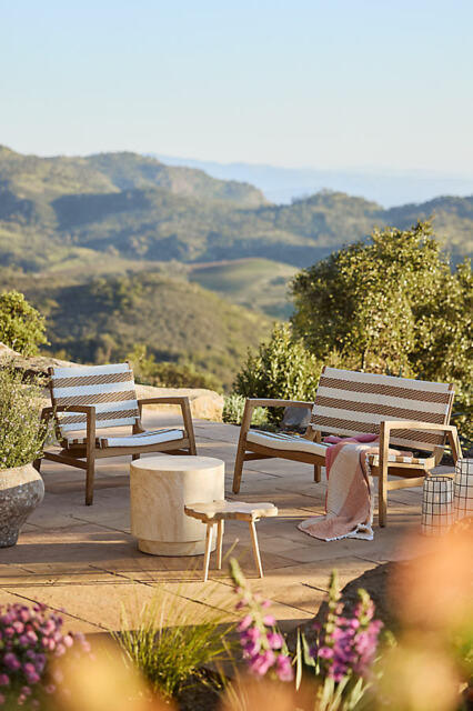 Terrain Coastline Wicker + Teak Two Seat Sofa - image 1