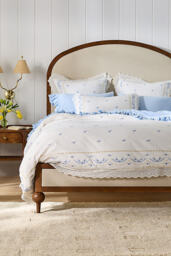Ophelia Cotton Printed Lace Trim Floral Duvet Cover - thumbnail 1