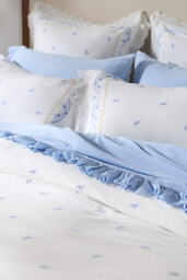Ophelia Cotton Printed Lace Trim Floral Duvet Cover - thumbnail 2