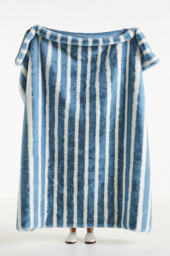 Sophie Stripe Faux Fur Throw Blanket - thumbnail 1