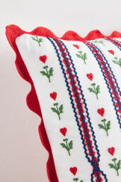 Valentine's Day Cotton Embroidered Stripe Scallop Cushion - thumbnail 3