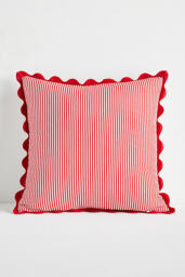 Valentine's Day Cotton Embroidered Stripe Scallop Cushion - thumbnail 2