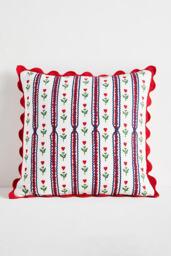 Valentine's Day Cotton Embroidered Stripe Scallop Cushion - thumbnail 1