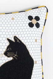 Agatha Embroidered Black Cat Indoor/Outdoor Cushion - thumbnail 3