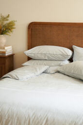 Dip & Doze Reversible Blue Stripe Organic Cotton Duvet Cover - thumbnail 1