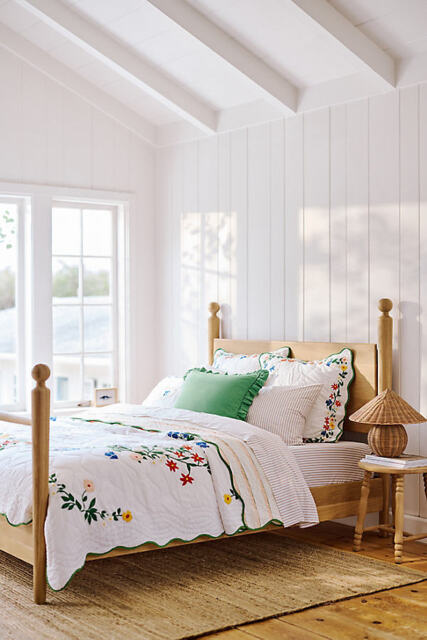 Juni Cotton Embroidered Floral Quilted Bedspread - image 1