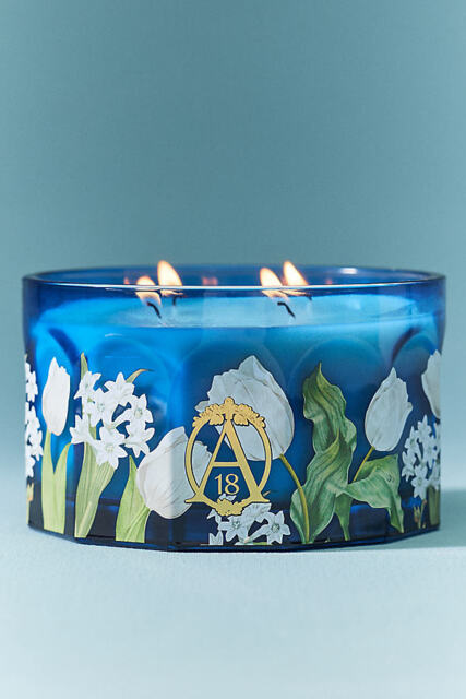 Apothecary 18 Floral Tulip Fields Low Wide Glass Candle - image 1