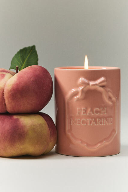 Gingham Bow Fruity Peach & Nectarine Ceramic Boxed Candle - image 1