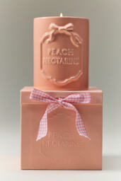 Gingham Bow Fruity Peach & Nectarine Ceramic Boxed Candle - thumbnail 3