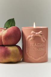 Gingham Bow Fruity Peach & Nectarine Ceramic Boxed Candle - thumbnail 1