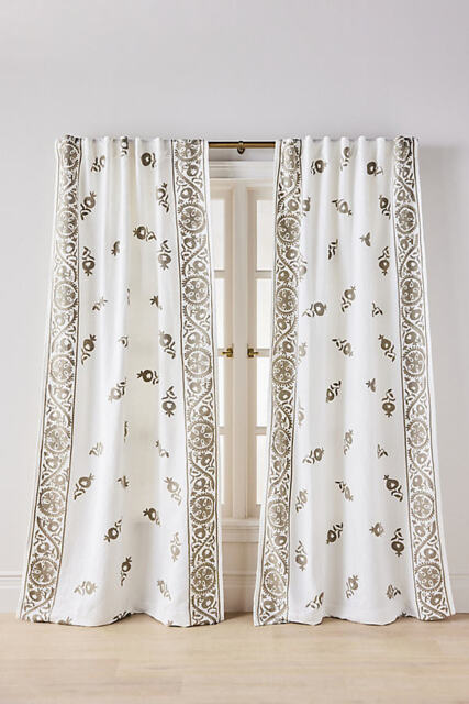 Embroidered Cotton Suzani Border Curtain - image 1