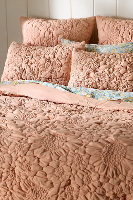 Dahlia Cotton Jersey Floral Quilted Bedspread - image 1
