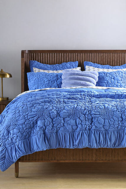 Dahlia Cotton Jersey Floral Quilted Bedspread - image 1