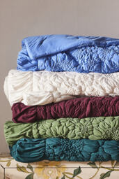Dahlia Cotton Jersey Floral Quilted Bedspread - thumbnail 2