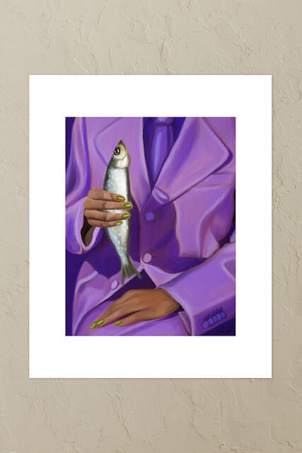 The Poster Club Eva And Her Fish Friend Wall Art Print