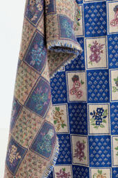 Leiah Cotton Woven Floral Checkered Throw Blanket - thumbnail 3