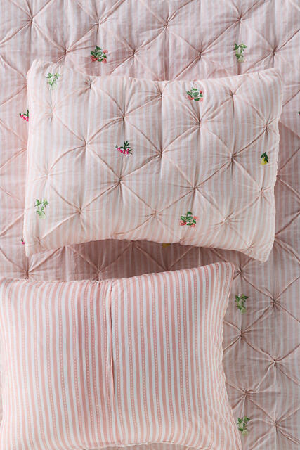 Emilia Cotton Voile Floral Icon Embroidered Pillowcases, Set of 2