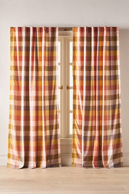 Woven Semi-Sheer Cotton Plaid Curtain - image 1