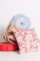 Damson Madder Cotton Printed Cushion - thumbnail 4