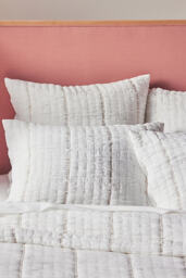 Striped Cotton Gauze Quilted Bedspread - thumbnail 2