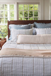 Striped Cotton Gauze Quilted Bedspread - thumbnail 4