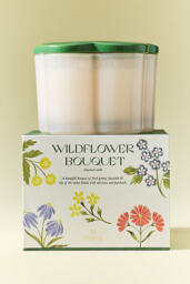 Maeve Low Wide Floral Wildflower Bouquet Glass Candle - thumbnail 3
