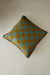 Colours of Arley Green Check Square Cushion - thumbnail 1