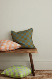 Colours of Arley Green Check Square Cushion - thumbnail 2