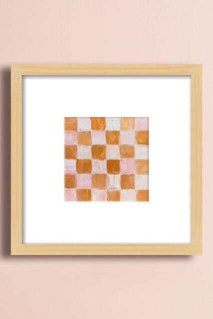 Pink and Brown Checkered Painting by Virginia Chamlee Wall Art - image 1