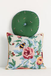 Camilia Cotton Embroidered Printed Floral Cushion