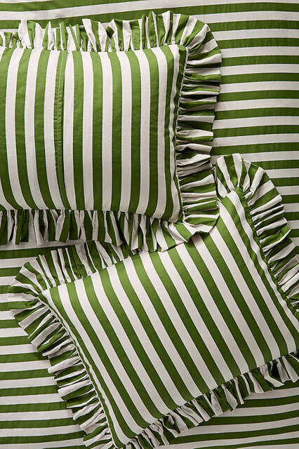 Maeve Cotton Striped Ruffle Printed Pillowcase, Set of 2