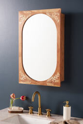 Marta Acacia Wood Mirrored Bathroom Wall Cabinet - thumbnail 2
