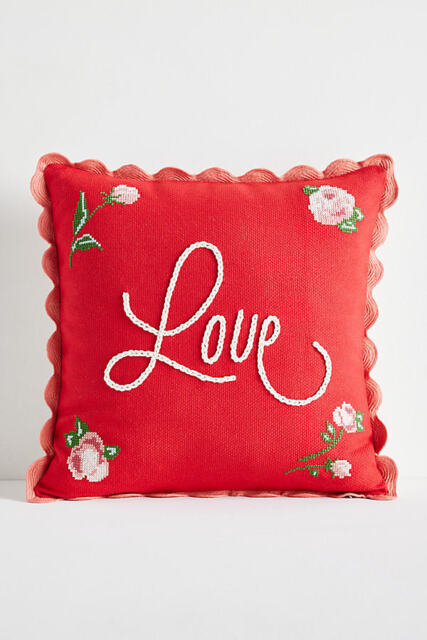 Valentine's Day Cotton Embroidered Novelty Text Cushion - image 1