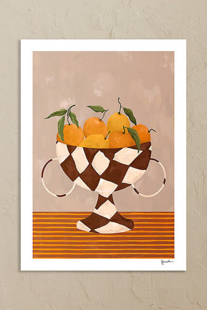 The Poster Club Lemons & Oranges in Checkered Vase Art Print