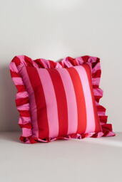 Maeve Striped Ruffle Indoor/Outdoor Cushion - thumbnail 1