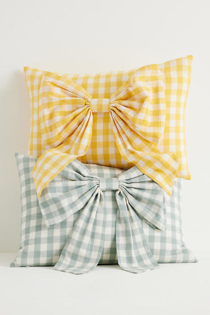 Ana Cotton Gingham Printed Bow Cushion - image 1