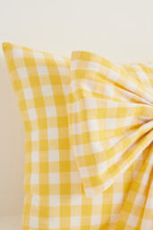 Ana Cotton Gingham Printed Bow Cushion - thumbnail 4