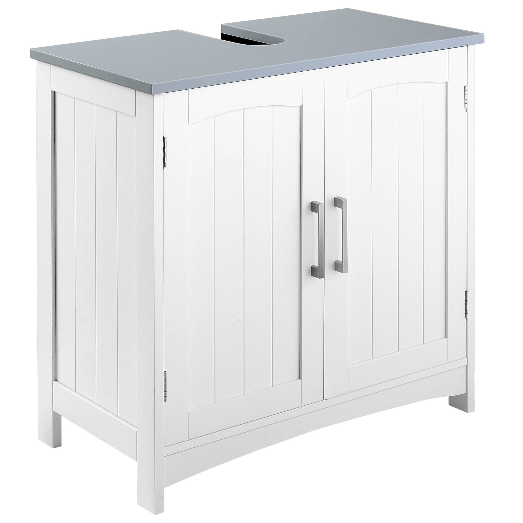 kleankin Pedestal Under Sink Cabinet with Double Doors, Modern Bathroom Vanity Unit, Storage Cupboard with Adjustable Shelves, White