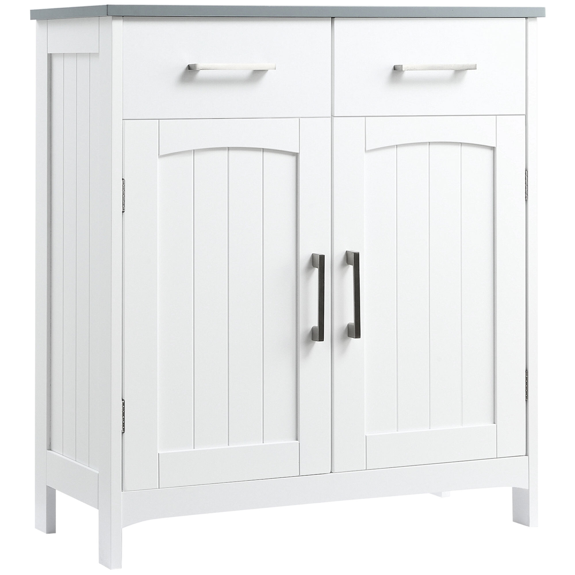 kleankin Freestanding Bathroom Cabinet, Storage Cupboard with 2 Drawers, Double Doors, Adjustable Shelf, White