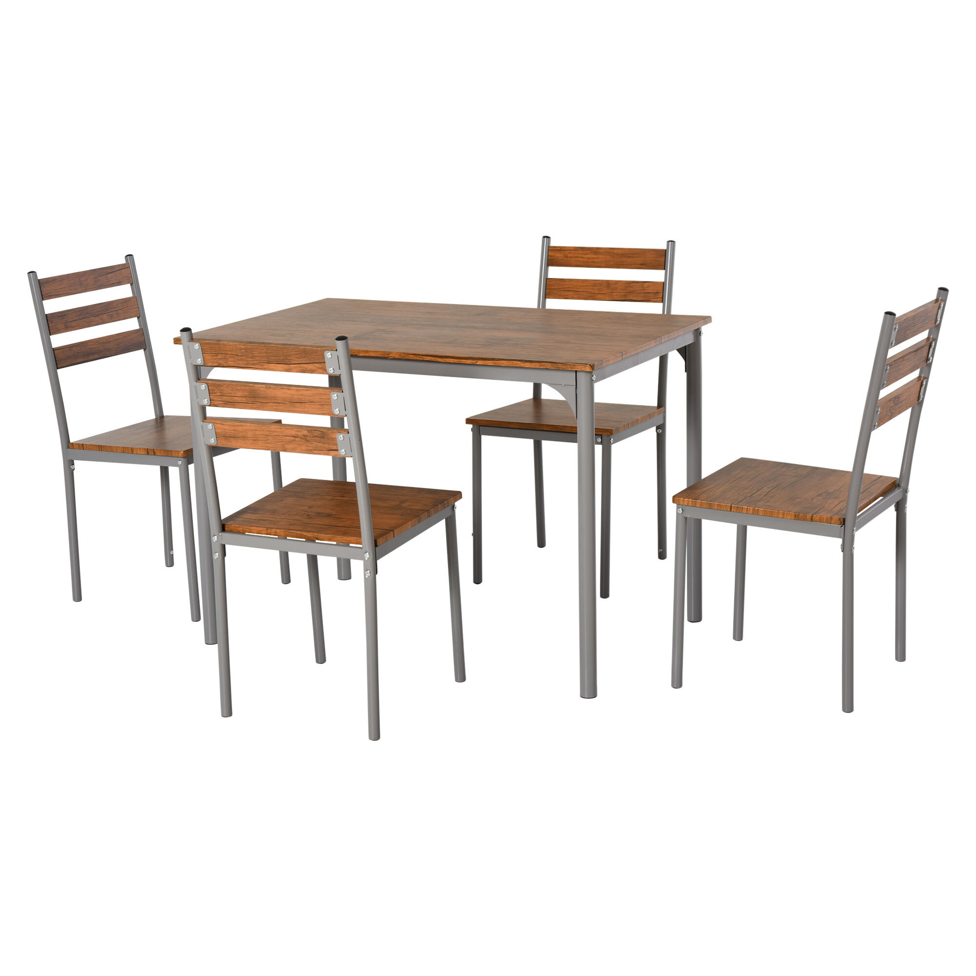 HOMCOM Modern 5-Piece Dining Table Set, Dining Table With 4 Chairs For Compact Dining Room& Kitchen, Brown