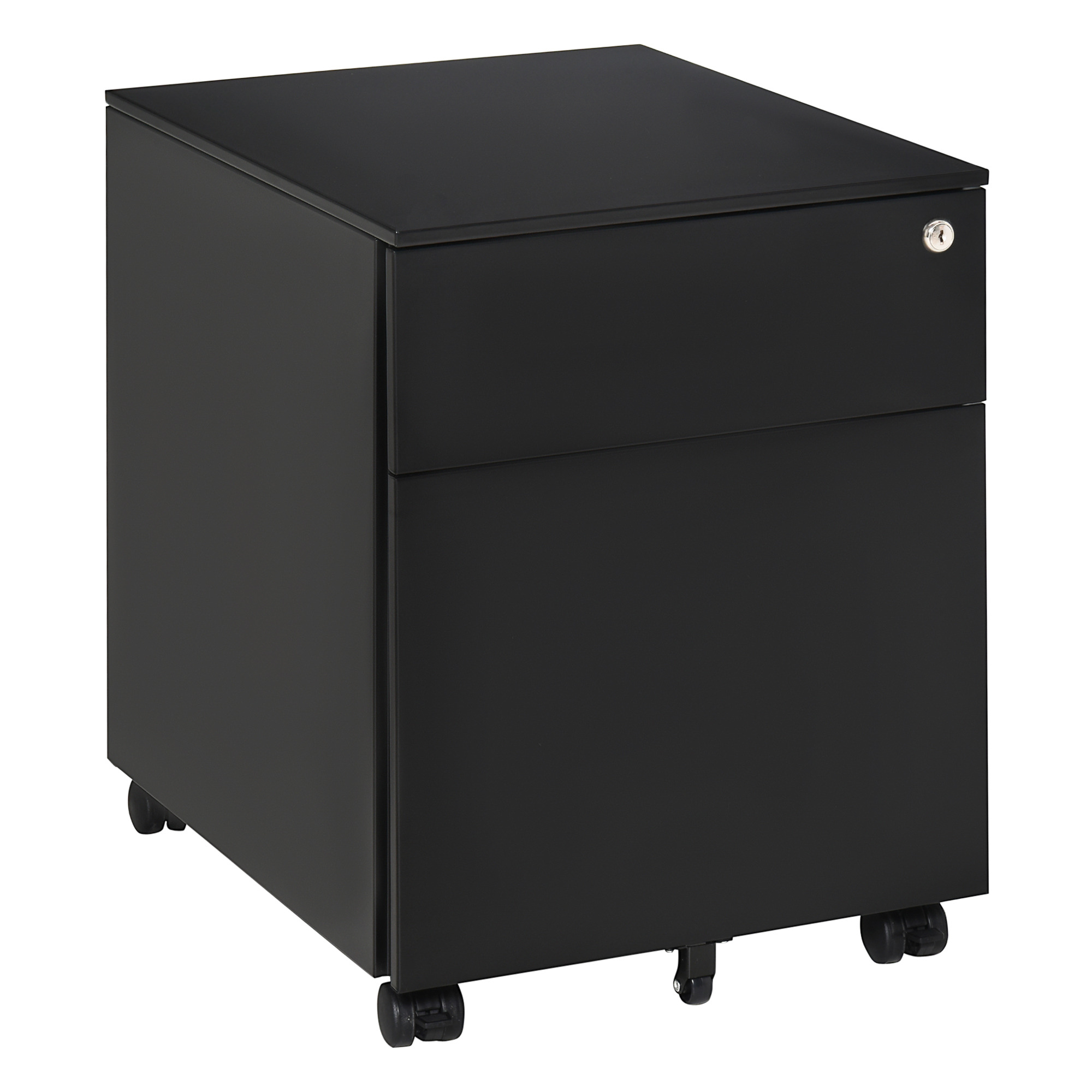 Vinsetto Vertical File Cabinet Steel Lockable with Pencil Tray and Casters Home Filing Furniture for A4, Letters, Legal-sized Files, 39 x 48 x 48.5cm