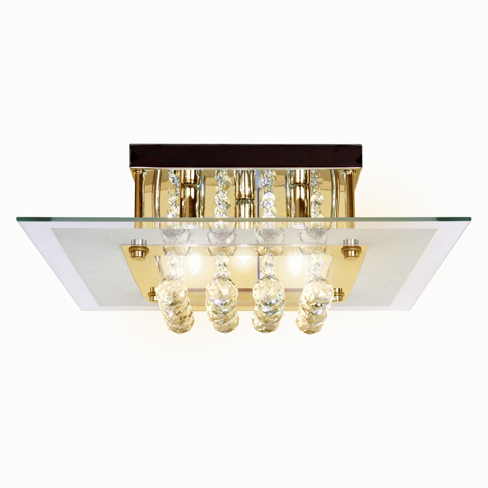 HOMCOM Crystal Chandelier Ceiling Mount Pendant Light Lamp Modern