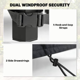 Outsunny Garden Furniture Cover, Waterproof Patio Furniture Cover with Air Vent, 420D Oxford Fabric, 125 x 125 x 74 cm, Black - thumbnail 5