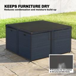 Outsunny Garden Furniture Cover, Waterproof Patio Furniture Cover with Air Vent, 420D Oxford Fabric, 125 x 125 x 74 cm, Black - thumbnail 6