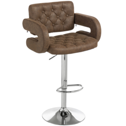 HOMCOM PU Leather Upholstered Swivel Bar Stool, Height Adjustable with Back, Armrest, Footrest, Coffee - thumbnail 1